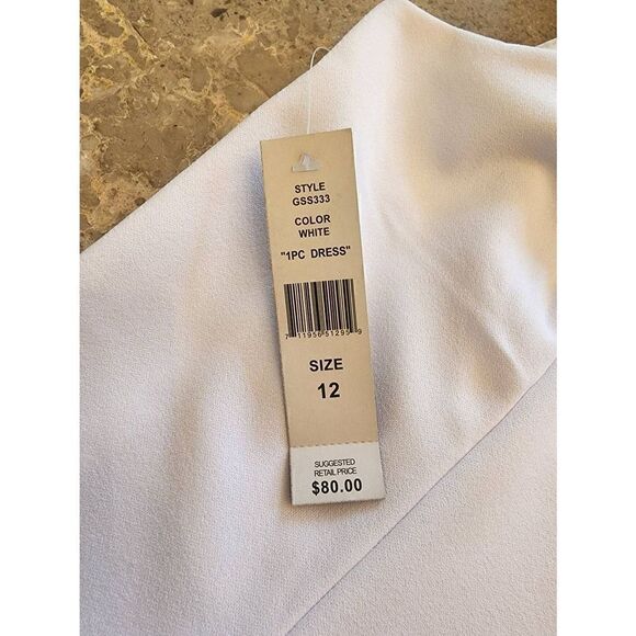 Glamour NWT crisp white ruffle pouf sleeve bodycon dress size 12 - Picture 4 of 10